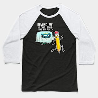 Retro Music Rewind Cassette Ghost Funny Halloween Baseball T-Shirt